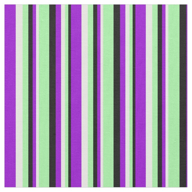 Tecido Padrão Preto, Verde, Creme de Casa e Violeta Escur (Detalhe)