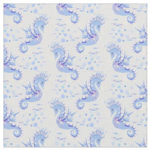 Tecido Padrão Púrpura Branco Azul-Cavalo-marinho