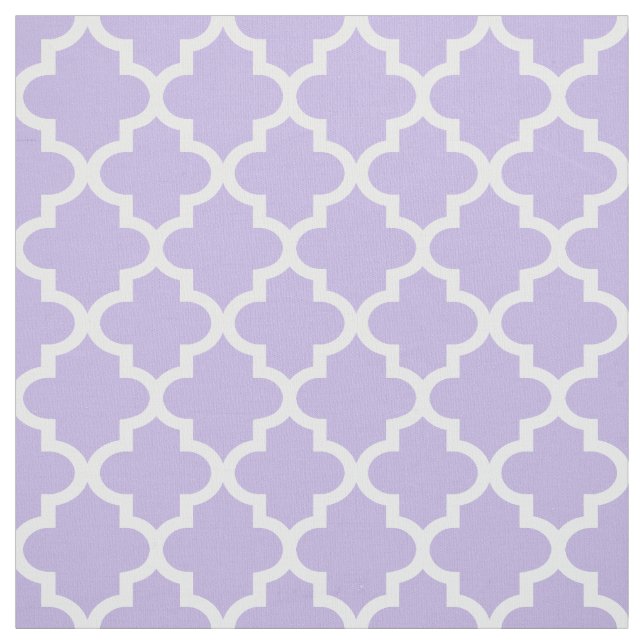 Tecido Padrão Quatrefoil Branco e Roxo Claro Moderno (Modelo)
