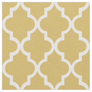 Tecido Padrão Quatrefoil Dourado Morbido Tendência