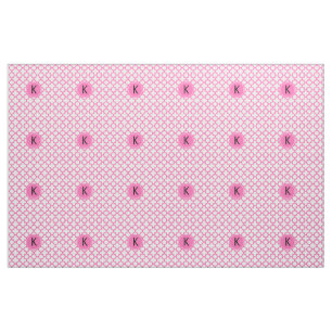 Tecido Padrão Quatrefoil Rosa Quente Monograma