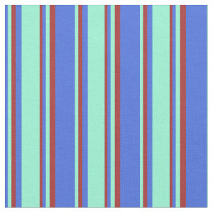 Tecido Padrão Real Azul, Aquamarino e Castanho de Stripes