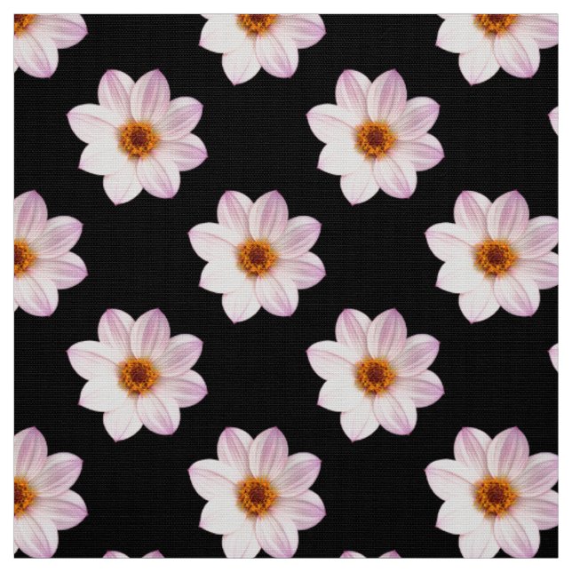 Tecido Padrão Rosa Dahlia - Cor do Cheio em Preto (Modelo)