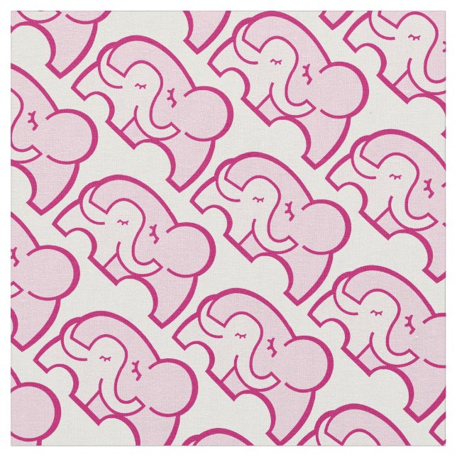 Tecido Padrão rosa de abraço de elefante gráfico (Detalhe)