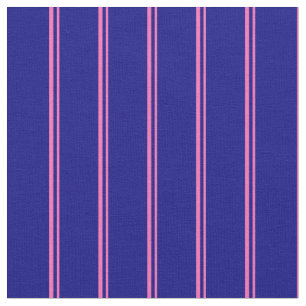 Tecido Padrão rosa quente e azul riscado/alinhado