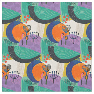 Tecido Padrão Roxo de Abstrato Floral