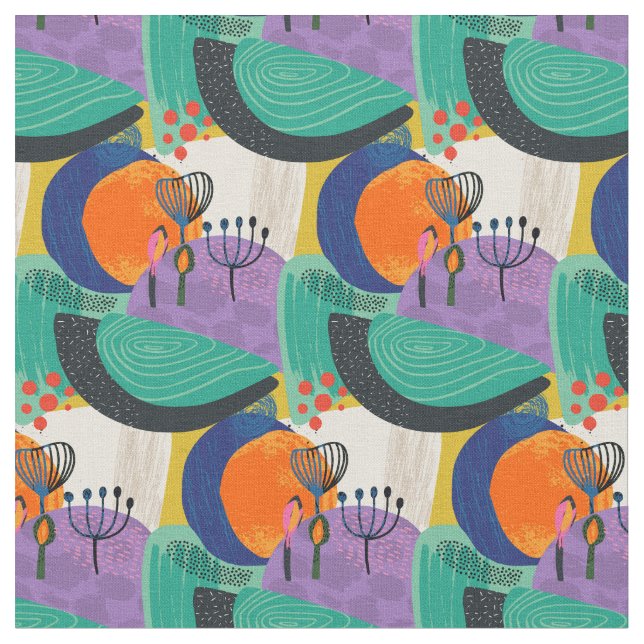 Tecido Padrão Roxo de Abstrato Floral (Detalhe)