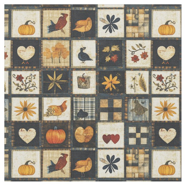 Tecido Padrão Rustic Autumn Quilt | Patchwork de fazenda (Detalhe)
