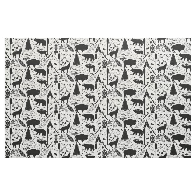 Tecido Padrão Rustic Buffalo Deer Arrows Wolf and Bear (Jarda)