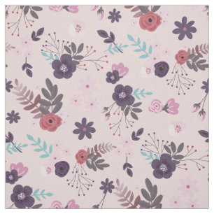 Tecido Padrão Rustic Mauve Pink & Plum Floral Trendy