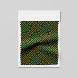 Tecido Padrão Sayagata, japonês, verde e Dourado