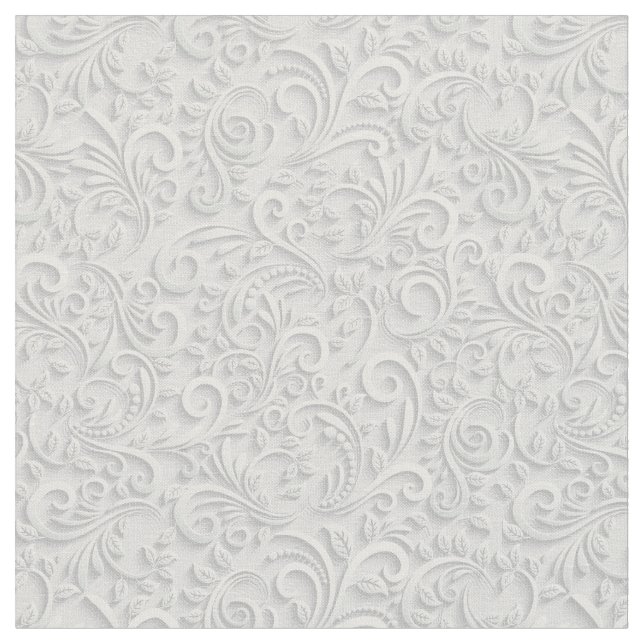 Tecido Padrão sem costura floral branco e cinza 3d (Detalhe)