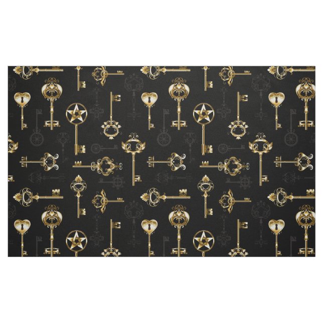 Tecido Padrão sem falhas com chaves de Ouro (Fat Quarter)