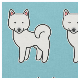 Tecido Padrão Shiba Inu da Cartoon Branca