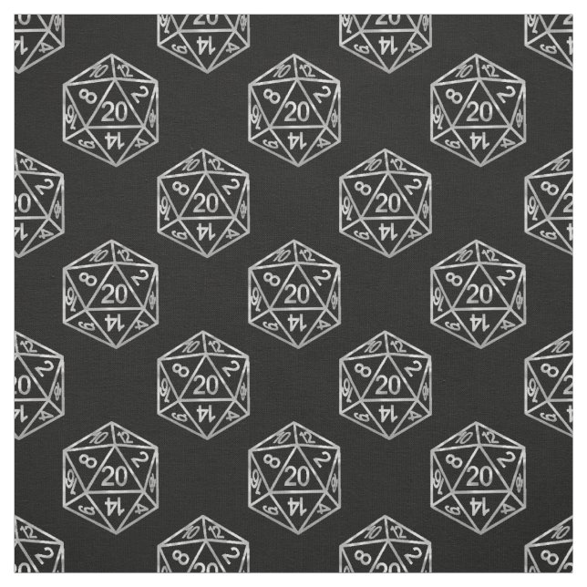 Tecido Padrão Silver D20 | Tabletop Role Player Dice PNP (Modelo)
