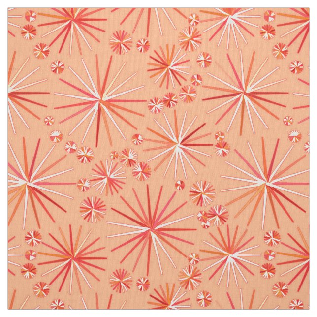 Tecido Padrão Sputnik do meio século, Sombras de Coral (Modelo)