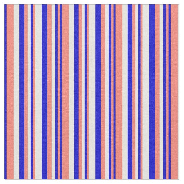 Tecido Padrão Striped de salmão, azul e branco colorido (Detalhe)