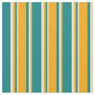 Tecido Padrão Teal, Laranja e Stripes/Linhas Biscaicas