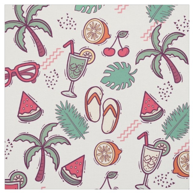 Tecido Padrão temático de férias de praia tropical colori (Modelo)