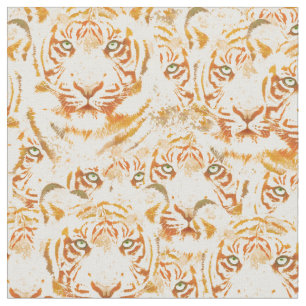 Tecido Padrão Tiger Watercolor Faces