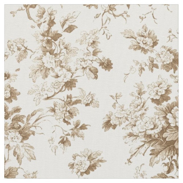 Tecido Padrão Toile de Galho de Rosa Sépia (Detalhe)