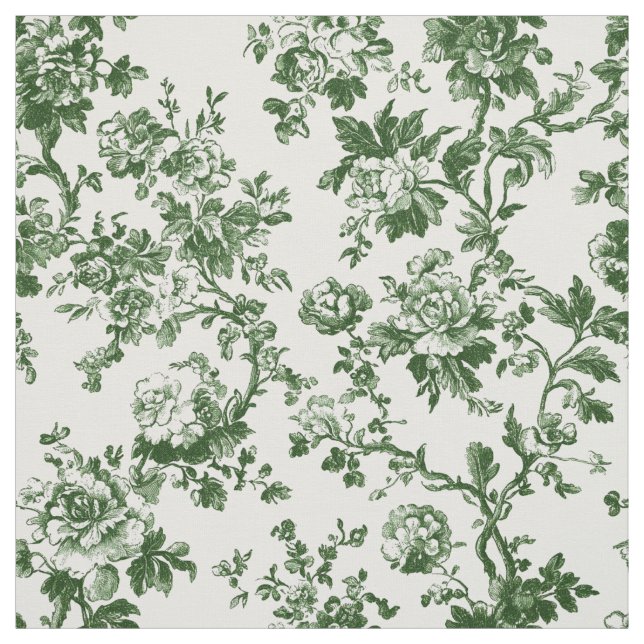 Tecido Padrão Toile de Rosa Verde Escuro (Modelo)