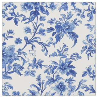 Tecido Padrão Toile de Vide Botânica Azul