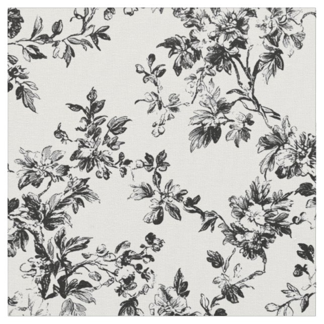 Tecido Padrão Toile de Videira Floral Preta (Detalhe)
