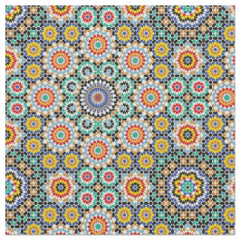 Tecido Padrão Tradicional Boho de Mosaico Marroquino.