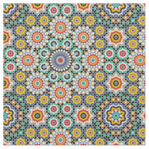 Tecido Padrão Tradicional Boho de Mosaico Marroquino.