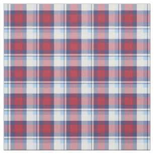 Tecido Padrão Tradicional de Tartan Azul Branco Vermelho