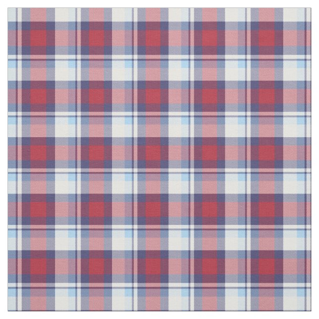 Tecido Padrão Tradicional de Tartan Azul Branco Vermelho  (Modelo)