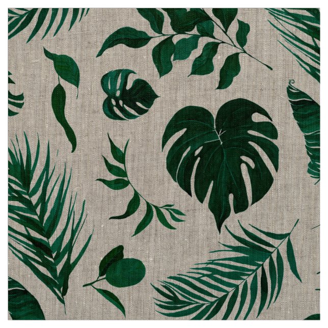 Tecido Padrão Trendy Tropical Foliage Green Leaves (Modelo)