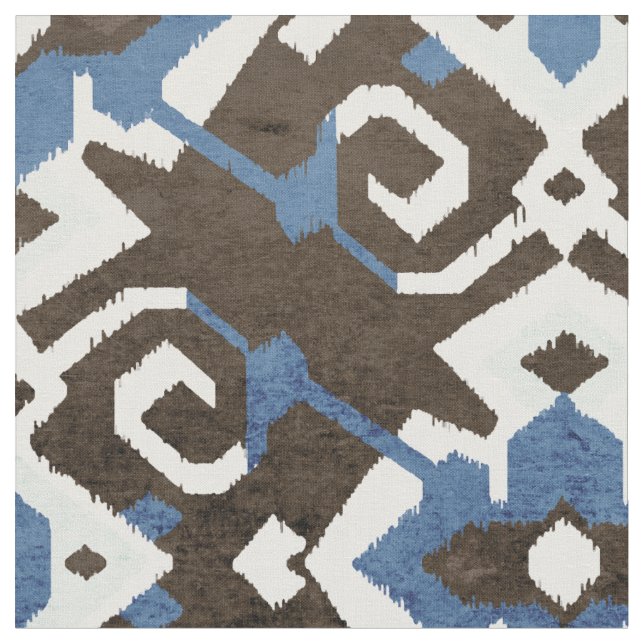 Tecido Padrão tribal branco e azul preto e branco (Detalhe)