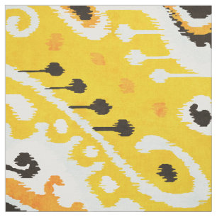 Tecido Padrão tribal de ikat amarelo-preto