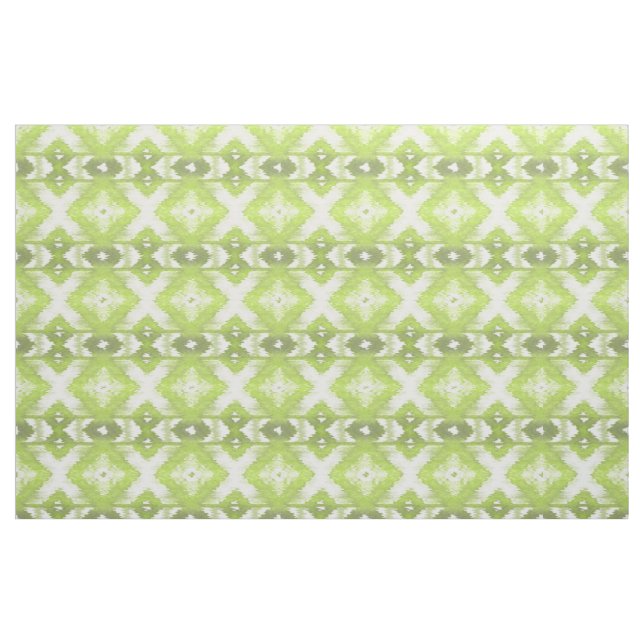 Tecido Padrão Tribal de Ikat Branco Verde-Oliva-Limão (Fat Quarter)