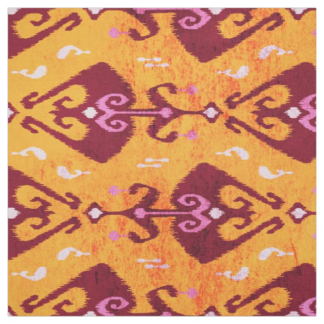 Tecido Padrão tribal de ikat cor de laranja (Modelo)