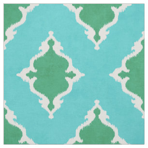 Tecido padrão tribal elegante azul-damasco de ikat