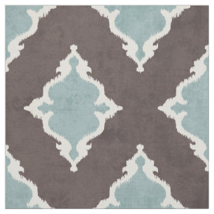 Tecido padrão tribal elegante e marrom turquesa damask i