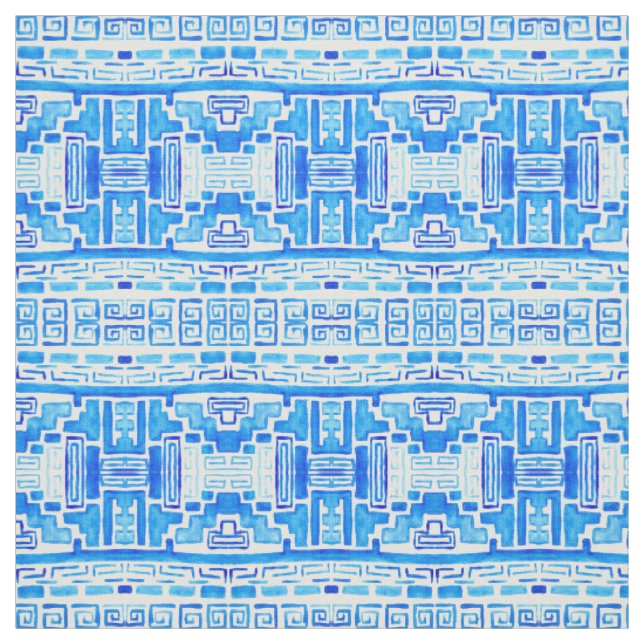 Tecido Padrão Tribal Nativo Azul (Modelo)