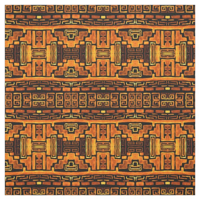 Tecido Padrão tribal nativo Bronze e Brown (Modelo)