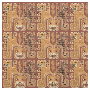 Tecido Padrão Tribal Peruano Pré-Colombiano Wari Jaguar