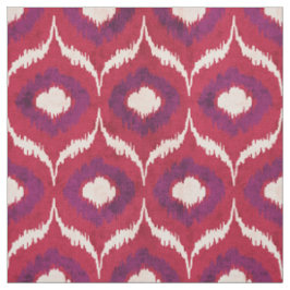 Tecido Padrão tribal vermelho e roxo de ikat