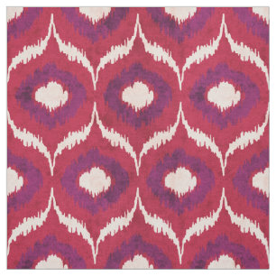 Tecido Padrão tribal vermelho e roxo de ikat