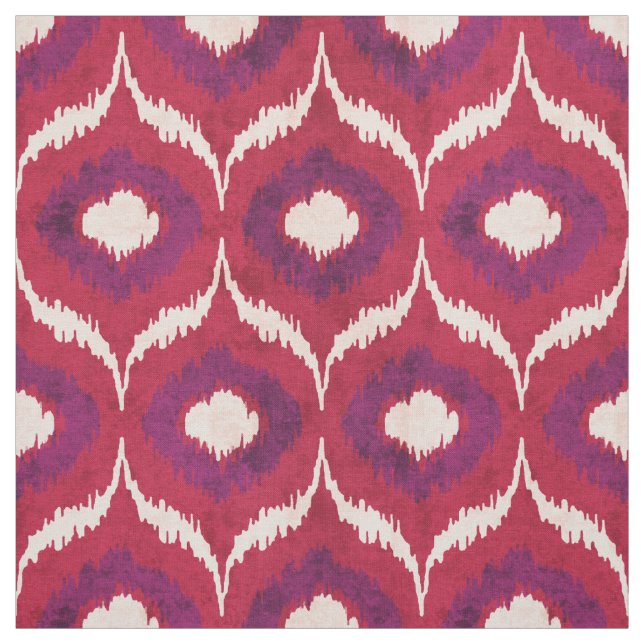Tecido Padrão tribal vermelho e roxo de ikat (Modelo)