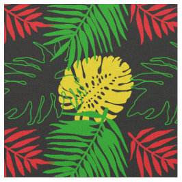 Tecido Padrão tropical amarelo-amarelo verde-jamaicano