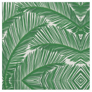 Tecido Padrão Tropical de Folha Verde Moderna