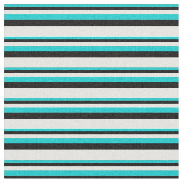 Tecido Padrão Turquesa Escura, Black e White Stripes (Detalhe)
