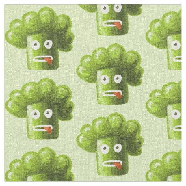 Tecido Padrão Vegetariano do Broccoli Funny Vegan (Detalhe)