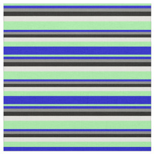 Tecido Padrão Verde, Azul, Cinza, Preto e Amarelo Claro